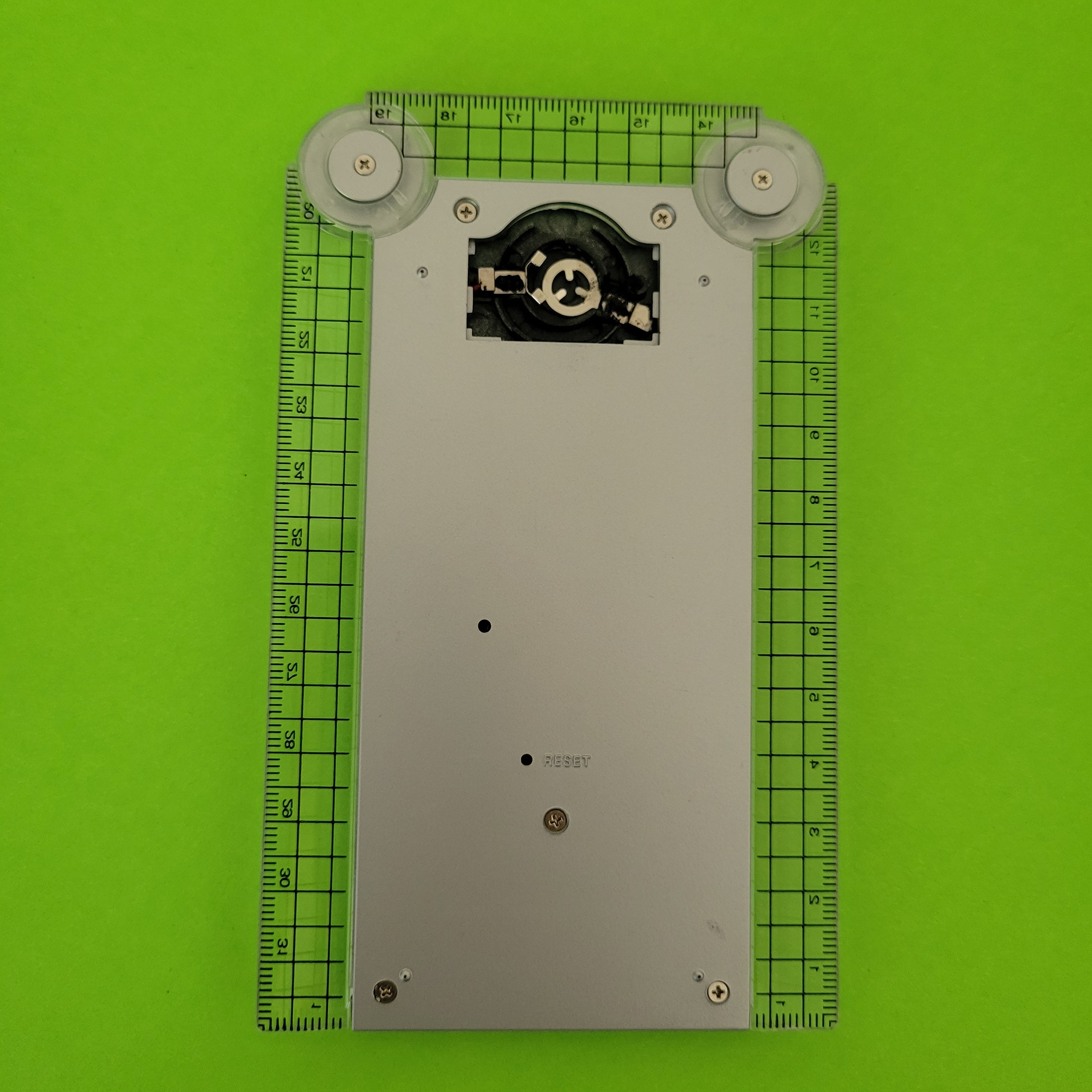 An image of the back of the ruler calculator